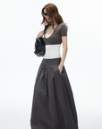IAMXIAA High-Rise Gathered Maxi Skirt with Raw Hem Detail