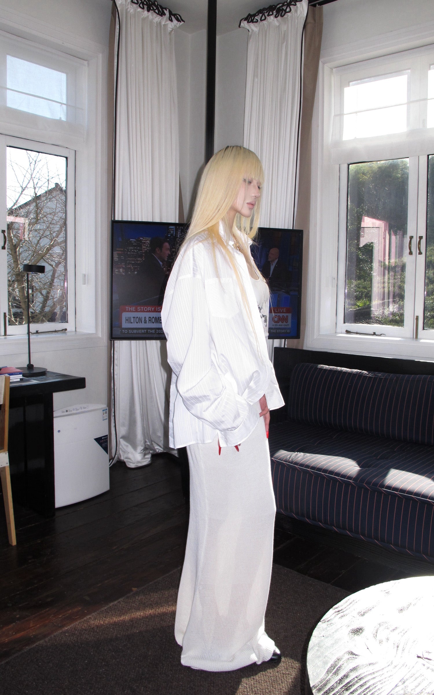 Rase le sol 하이웨이스트 스컬프 니트 머메이드 스커트