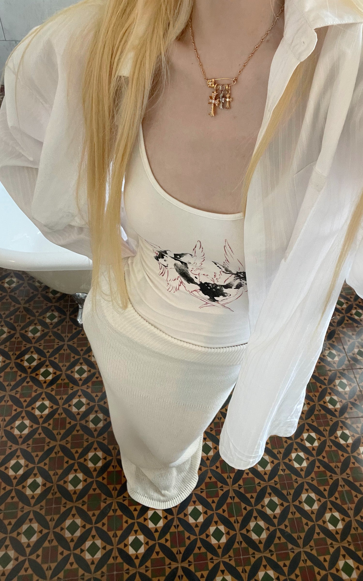 Rase le sol 하이웨이스트 스컬프 니트 머메이드 스커트