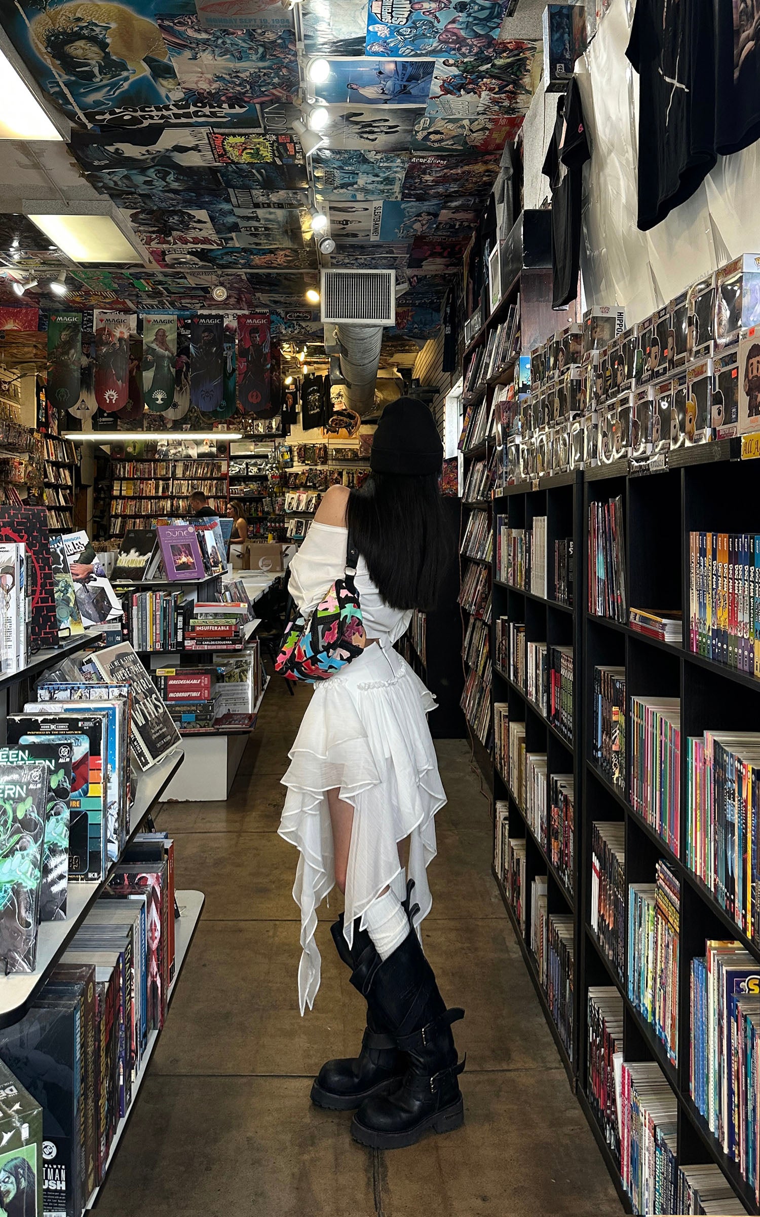 WARDEN EDGE Asymmetric Layered Ruffle Skirt with Draped Chiffon Panels