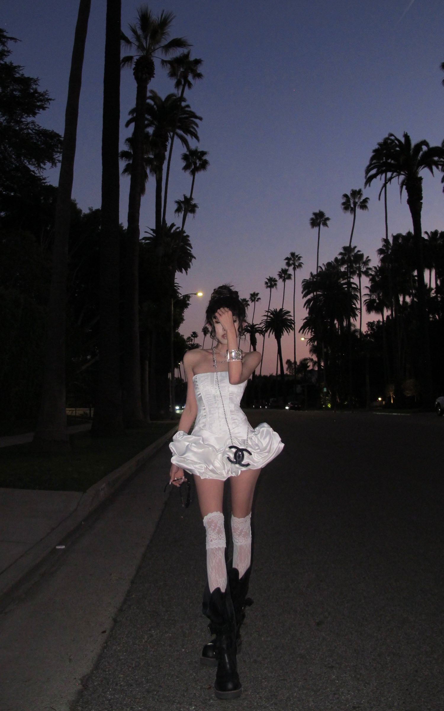 WARDEN EDGE Corset Ruffle Layered Asymmetric Dress