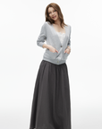 IAMXIAA High-Rise Gathered Maxi Skirt with Raw Hem Detail