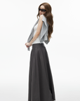 IAMXIAA High-Rise Gathered Maxi Skirt with Raw Hem Detail