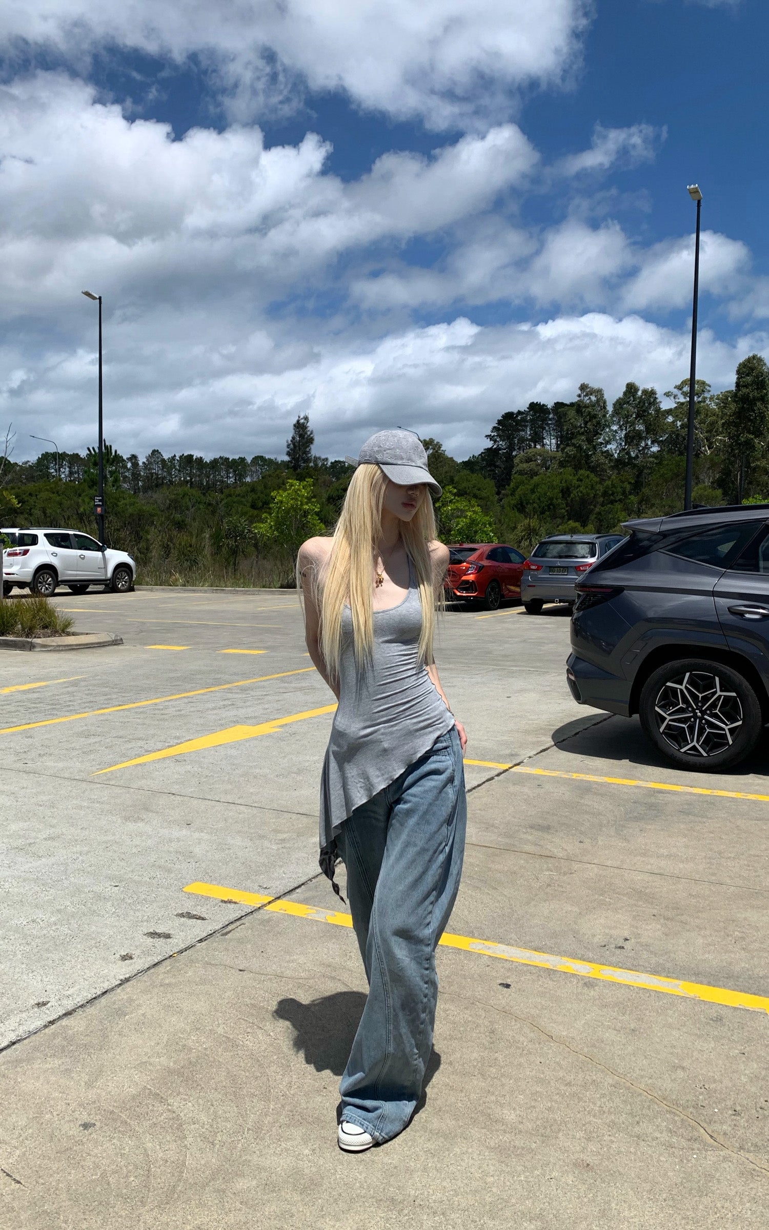 Rase le sol Asymmetric Layered Camisole Top