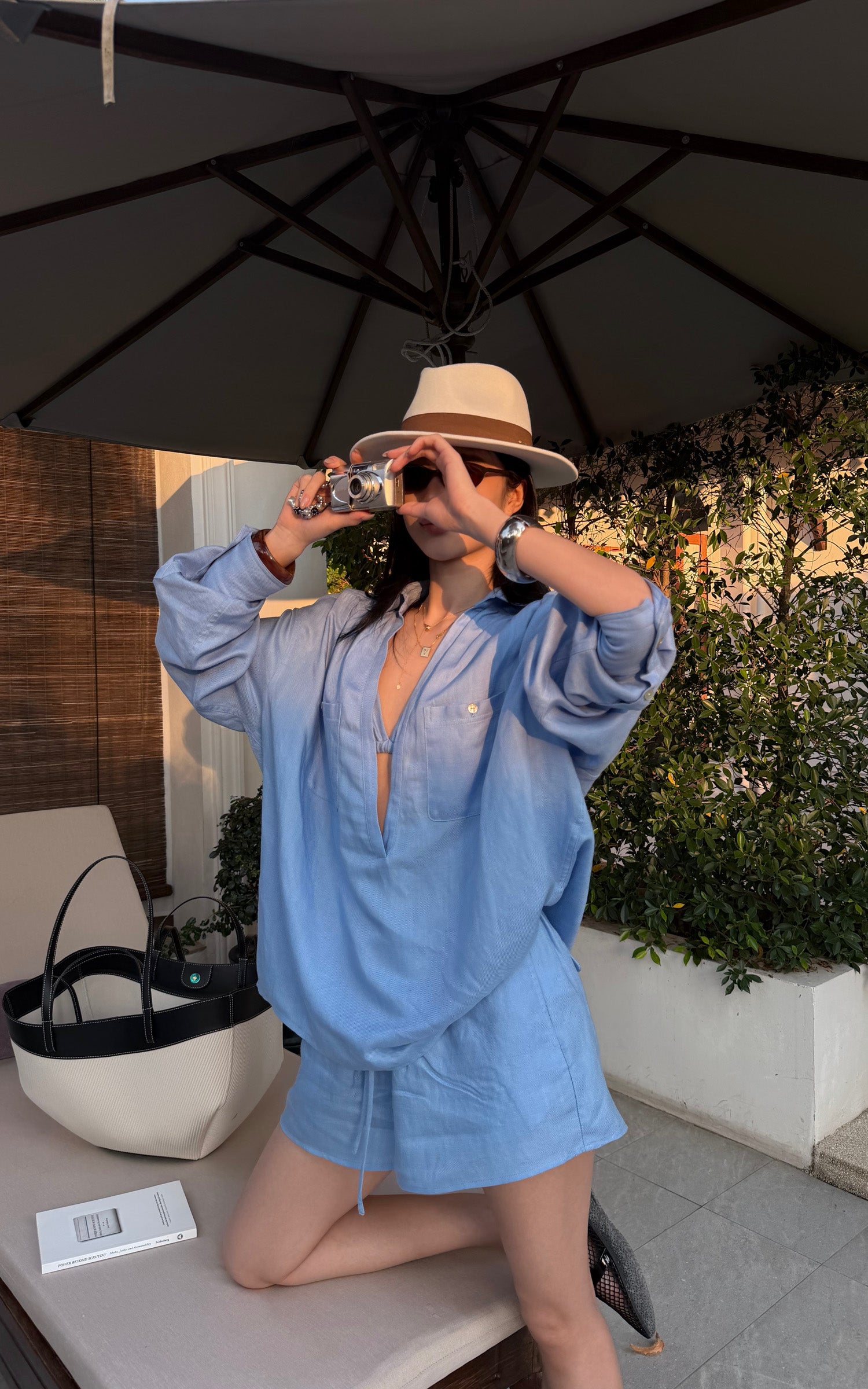 ROVENTE Relaxed Drape Shirt &amp; Drawstring Shorts Set