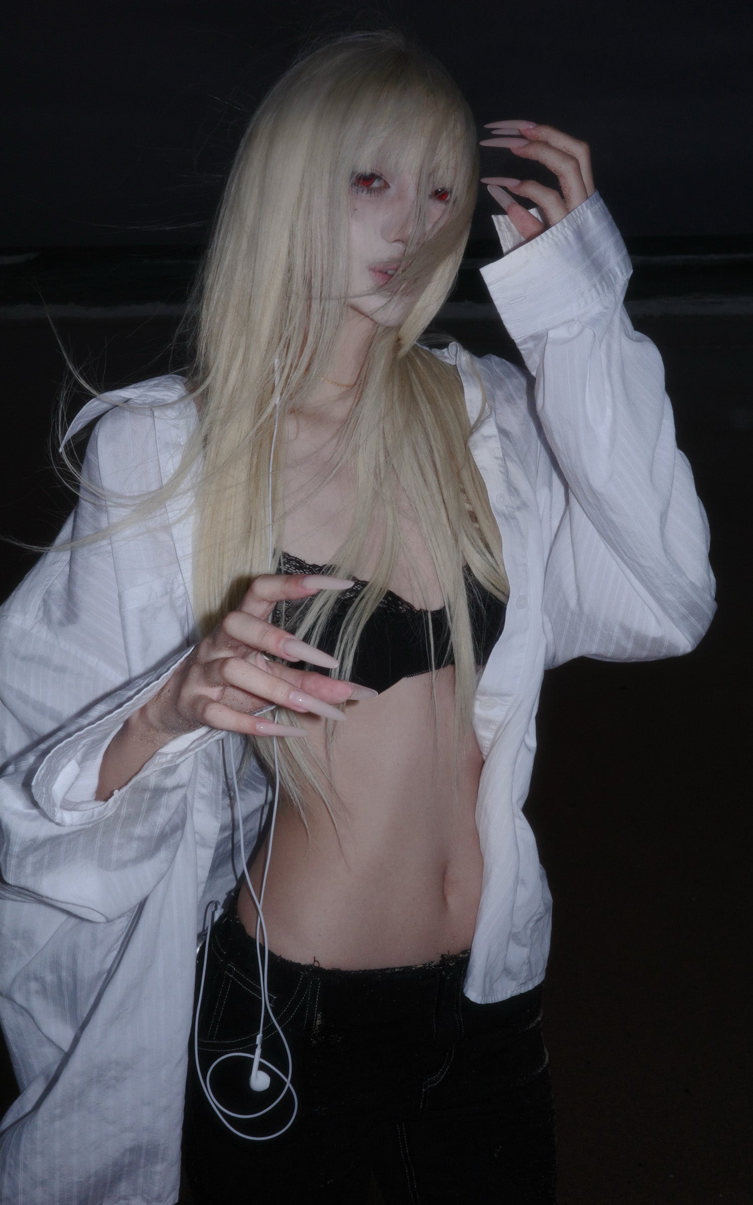 Rase le sol Embroidered Back Detail Oversized Shirt Lightweight Textured Relaxed Fit Shirt