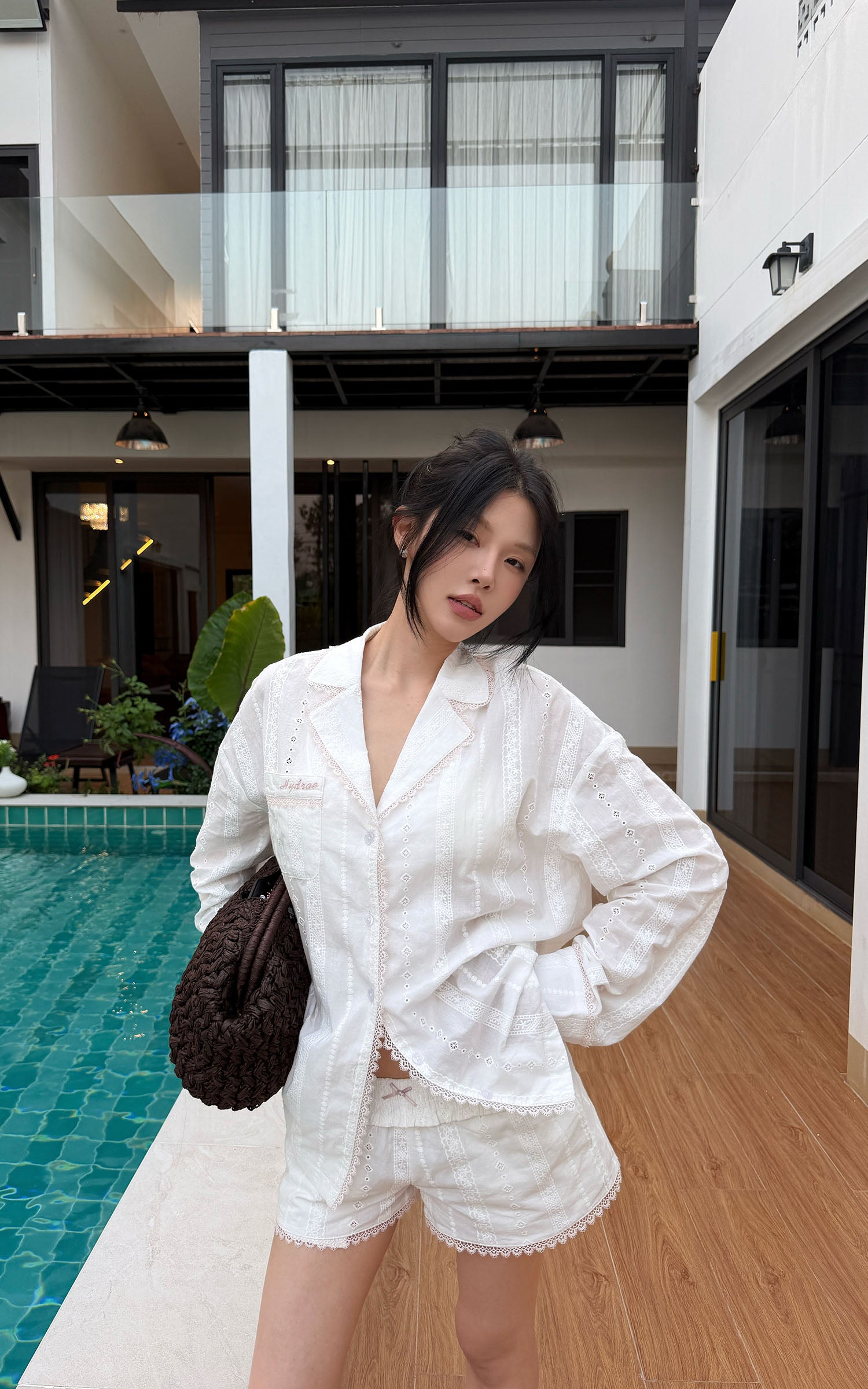 HYDRAE 레이스 트림 시스루 라운지 세트