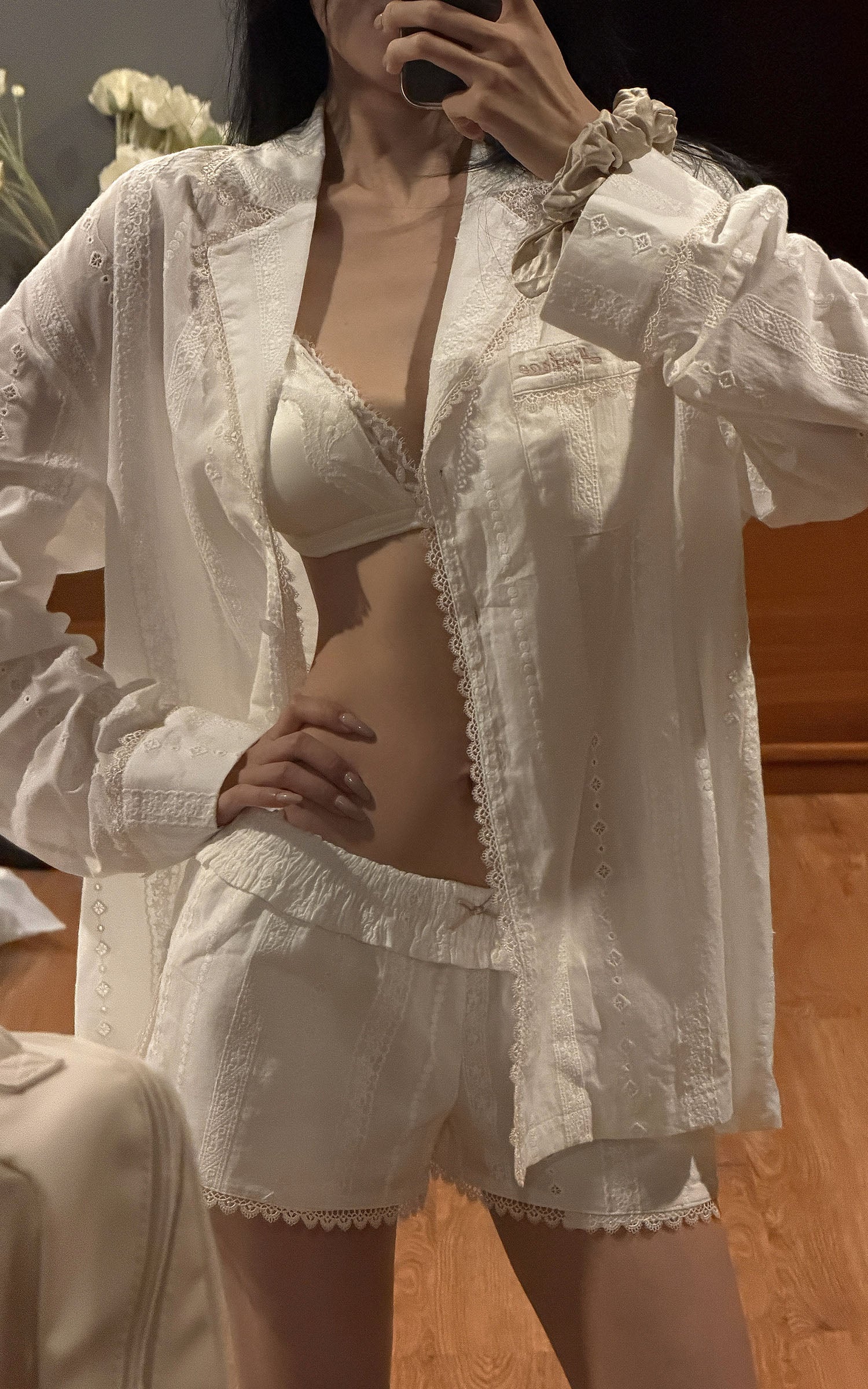 HYDRAE 레이스 트림 시스루 라운지 세트