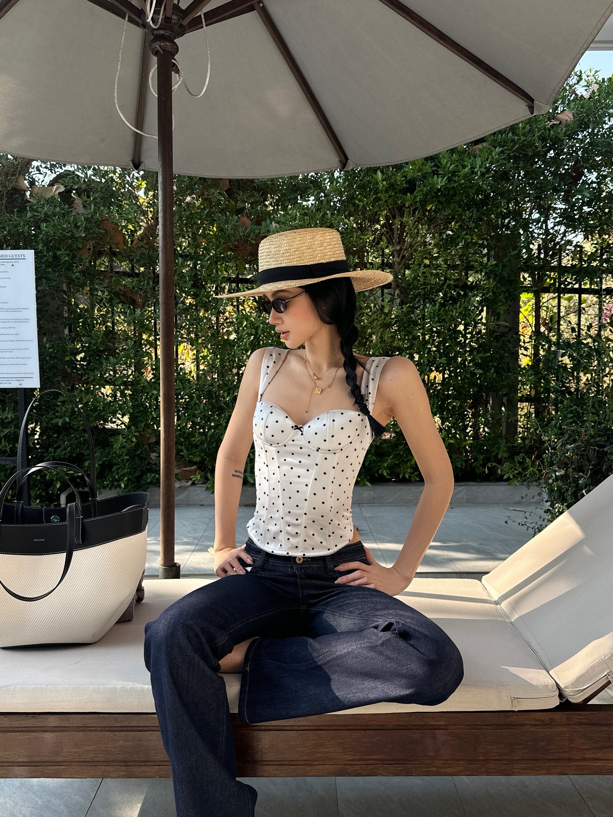 ROVENTE Polka Dot Structured Corset Camisole