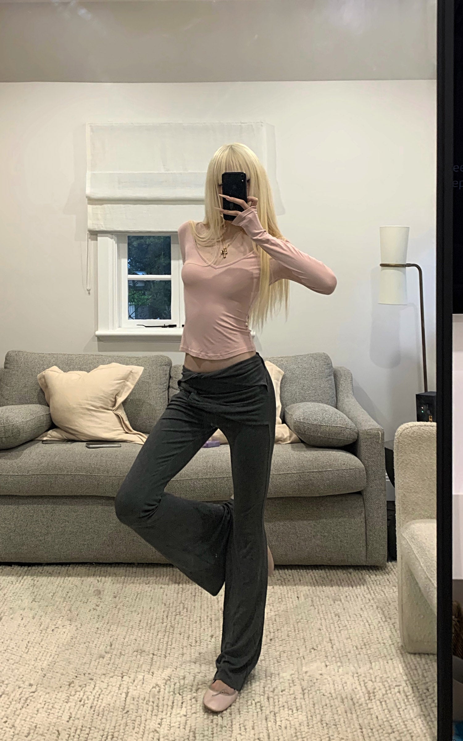 Rase le sol ツイストウエストフレアニットパンツ