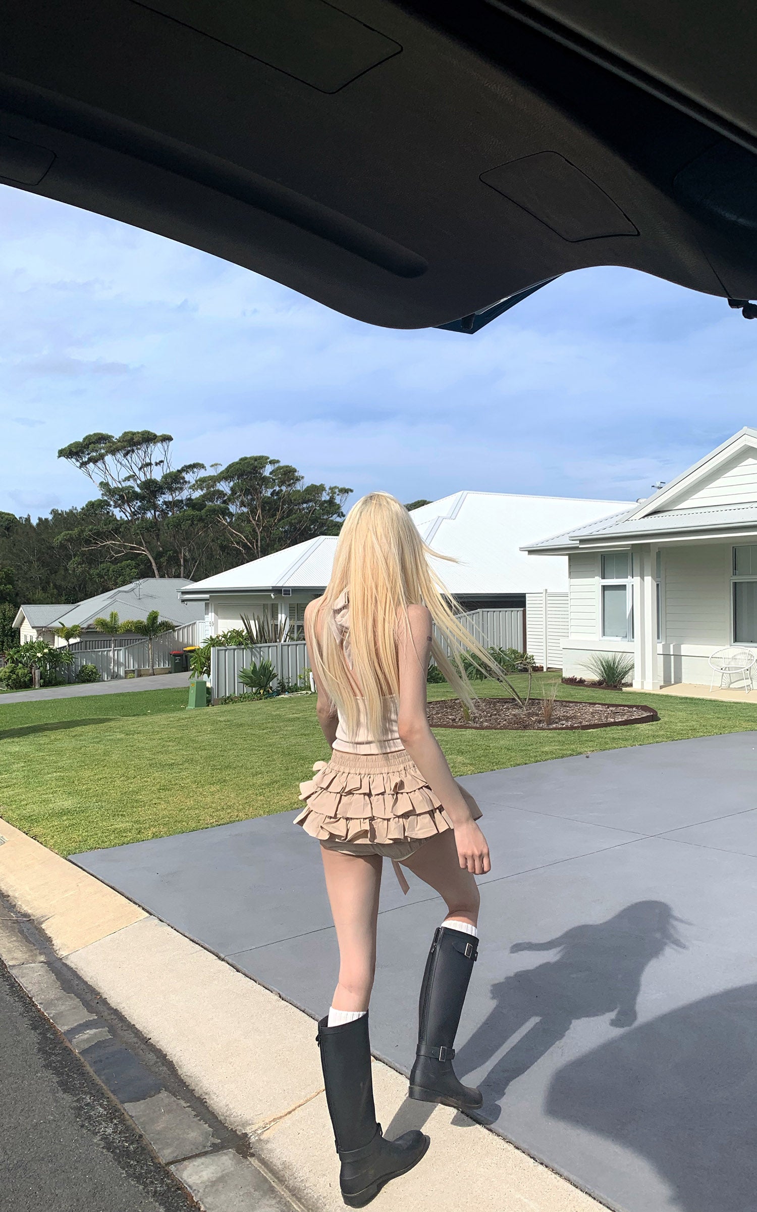 Rase le sol Jupe Mini à Volants Superposés avec Détails Nœud