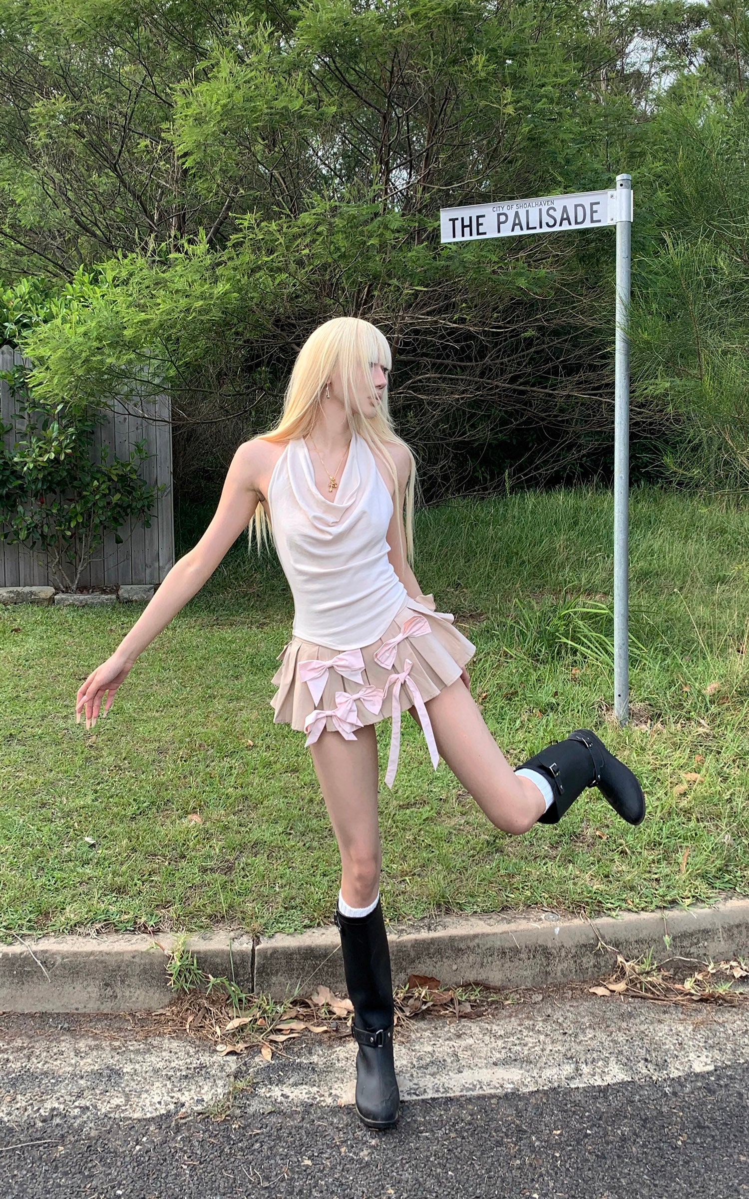 Rase le sol Jupe Mini à Volants Superposés avec Détails Nœud