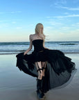 Rase Le Sol Sheer Layered Corset Top & Asymmetric Ruffle Skirt Set