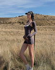 ROVENTE Layered Sculpt Long Sleeve Top & Fitted Shorts Set