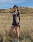 ROVENTE Layered Sculpt Long Sleeve Top & Fitted Shorts Set