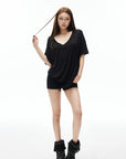 IAMXIAA T-shirt décontracté à col en V ample