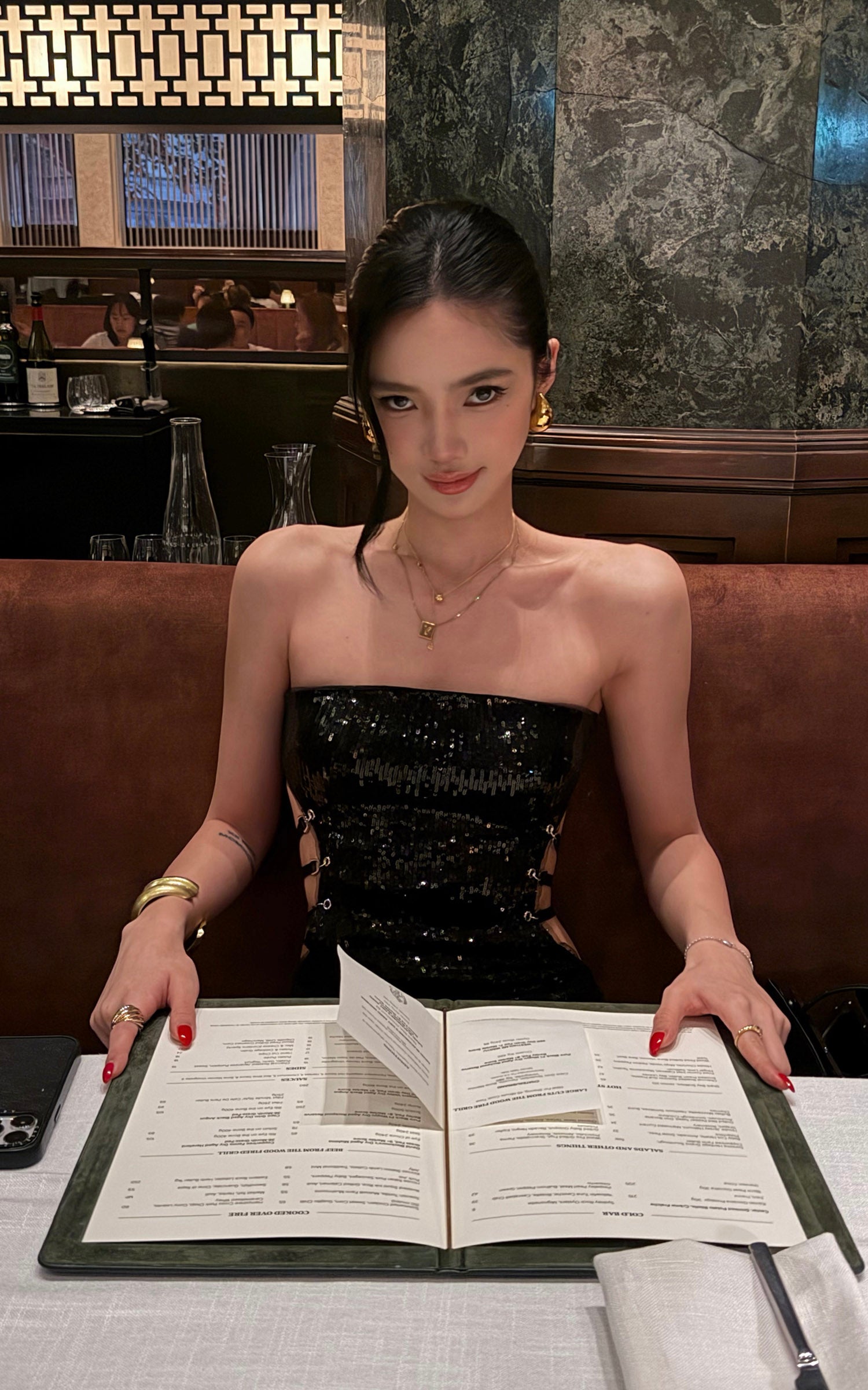 ROVENTE Sequin Strapless Cut-Out Bodycon Dress