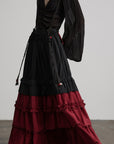 DOINDULGE Layered Ruffle Panel Maxi Skirt