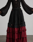 DOINDULGE Layered Ruffle Panel Maxi Skirt