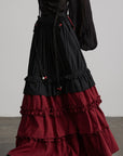 DOINDULGE Layered Ruffle Panel Maxi Skirt