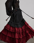 DOINDULGE Layered Ruffle Panel Maxi Skirt