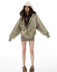 IAMXIAA Sweat à capuche zippé & Ensemble robe débardeur moulant côtelé, doux, extensible, tenue décontractée Y2K