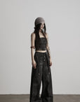 DOINDULGE Distressed Strapless Panel Top