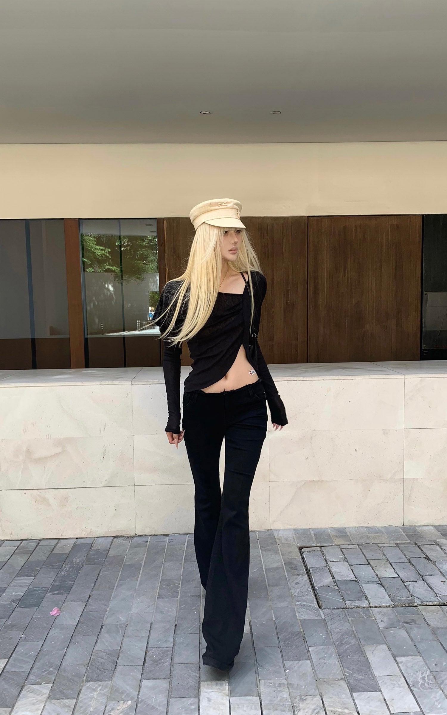 Rase le sol Asymmetric Draped Sheer Top