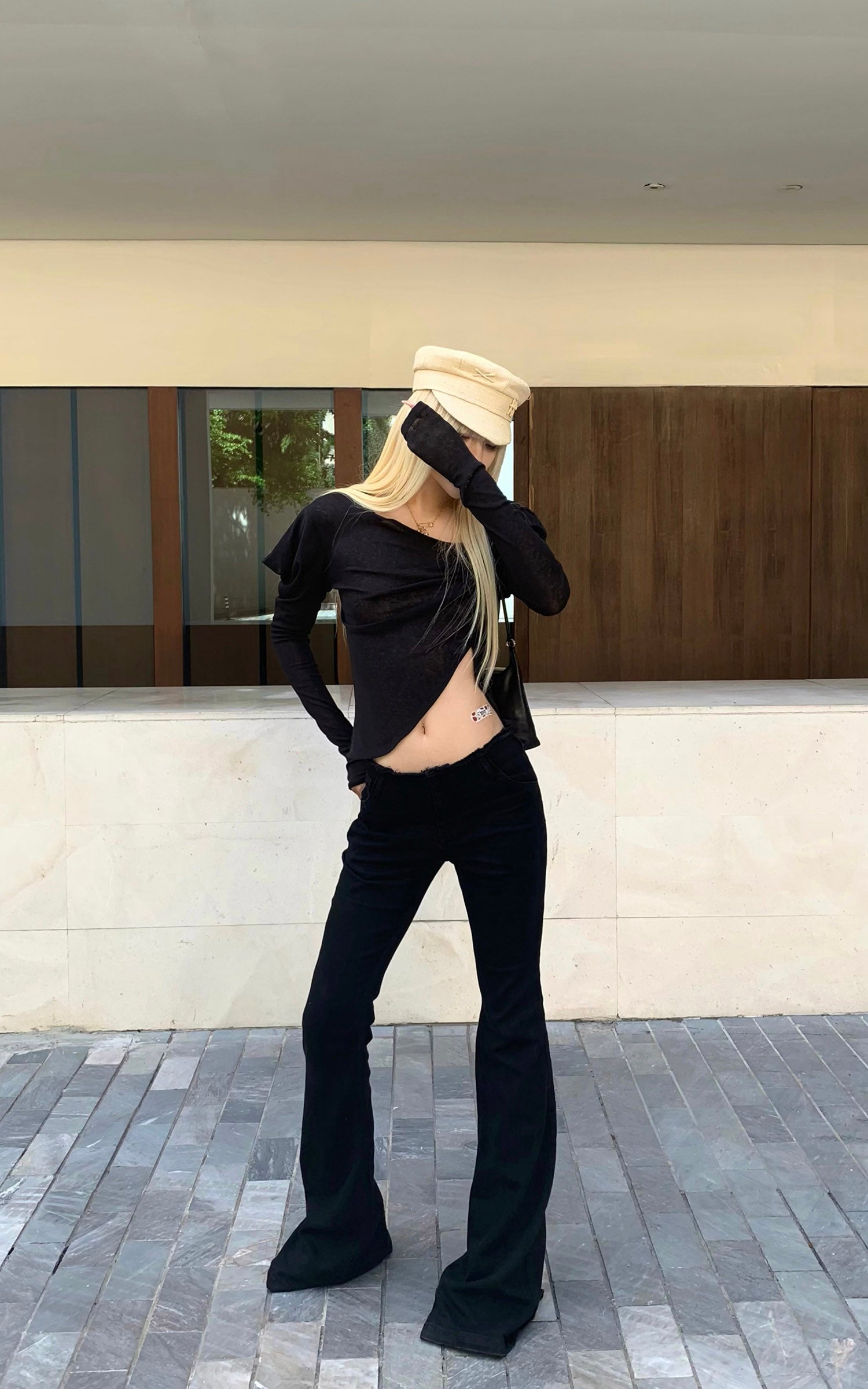 Rase le sol Asymmetric Draped Sheer Top