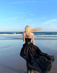 Rase Le Sol Sheer Layered Corset Top & Asymmetric Ruffle Skirt Set