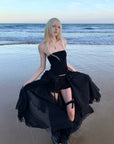 Rase Le Sol Sheer Layered Corset Top & Asymmetric Ruffle Skirt Set