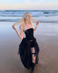 Rase Le Sol Sheer Layered Corset Top & Asymmetric Ruffle Skirt Set