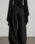 DOINDULGE Shadow Stripe Balloon Pants with Gathered Hem