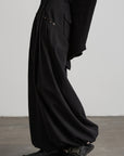 DOINDULGE Shadow Stripe Balloon Pants with Gathered Hem