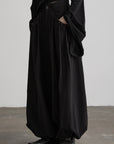 DOINDULGE Shadow Stripe Balloon Pants with Gathered Hem