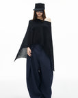 IAMXIAA Haut poncho drapé à côtes transparent