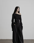 DOINDULGE Shadow Stripe Balloon Pants with Gathered Hem
