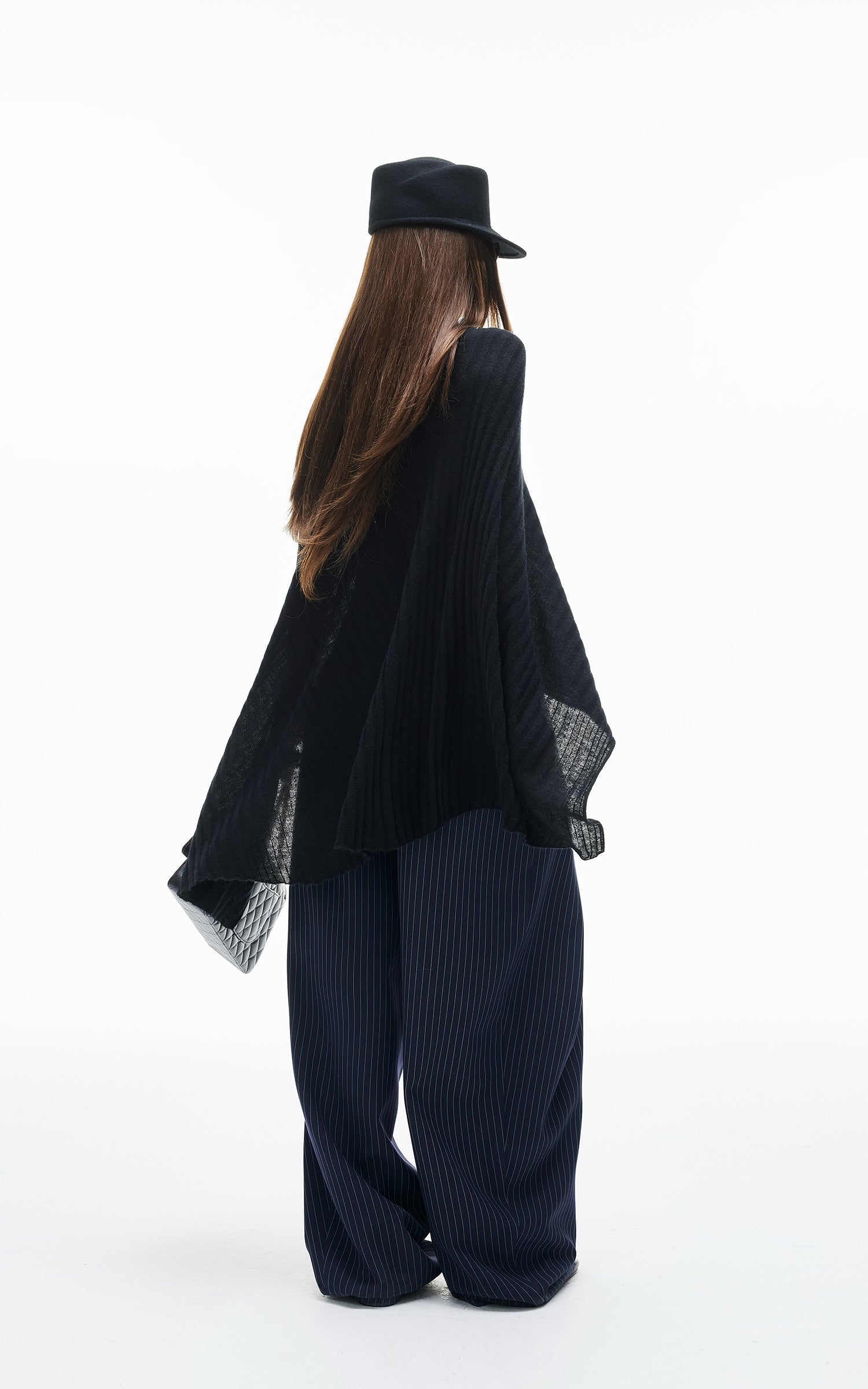 IAMXIAA Haut poncho drapé à côtes transparent