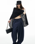 IAMXIAA Haut poncho drapé à côtes transparent