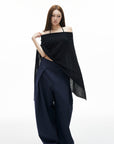 IAMXIAA Haut poncho drapé à côtes transparent