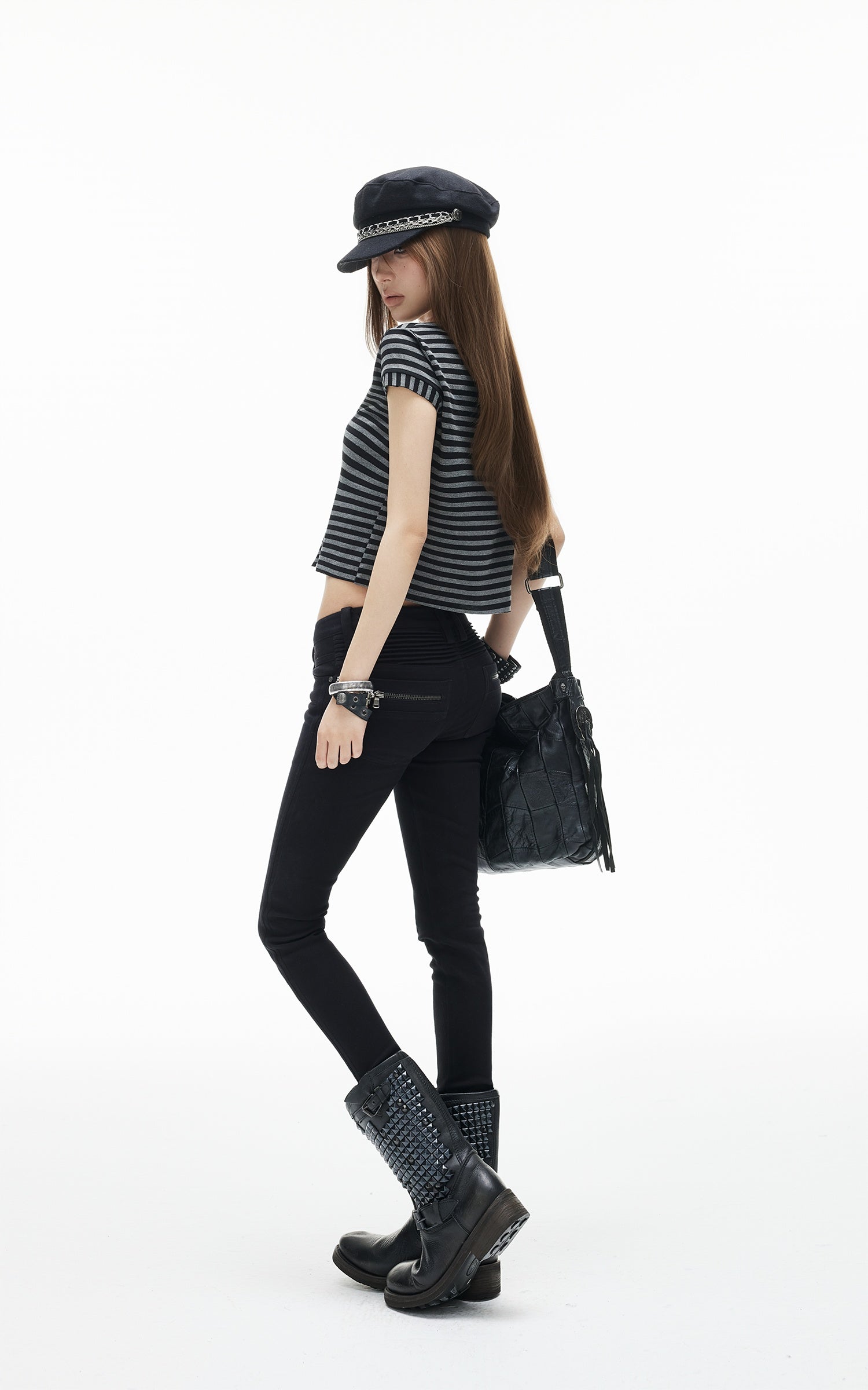 IAMXIAA Low Rise Slim Fit Zip Hem Pants