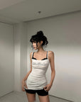 WARDEN EDGE Minimal Graphic Contrast Strap Longline Camisole