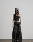 DOINDULGE Distressed Strapless Panel Top