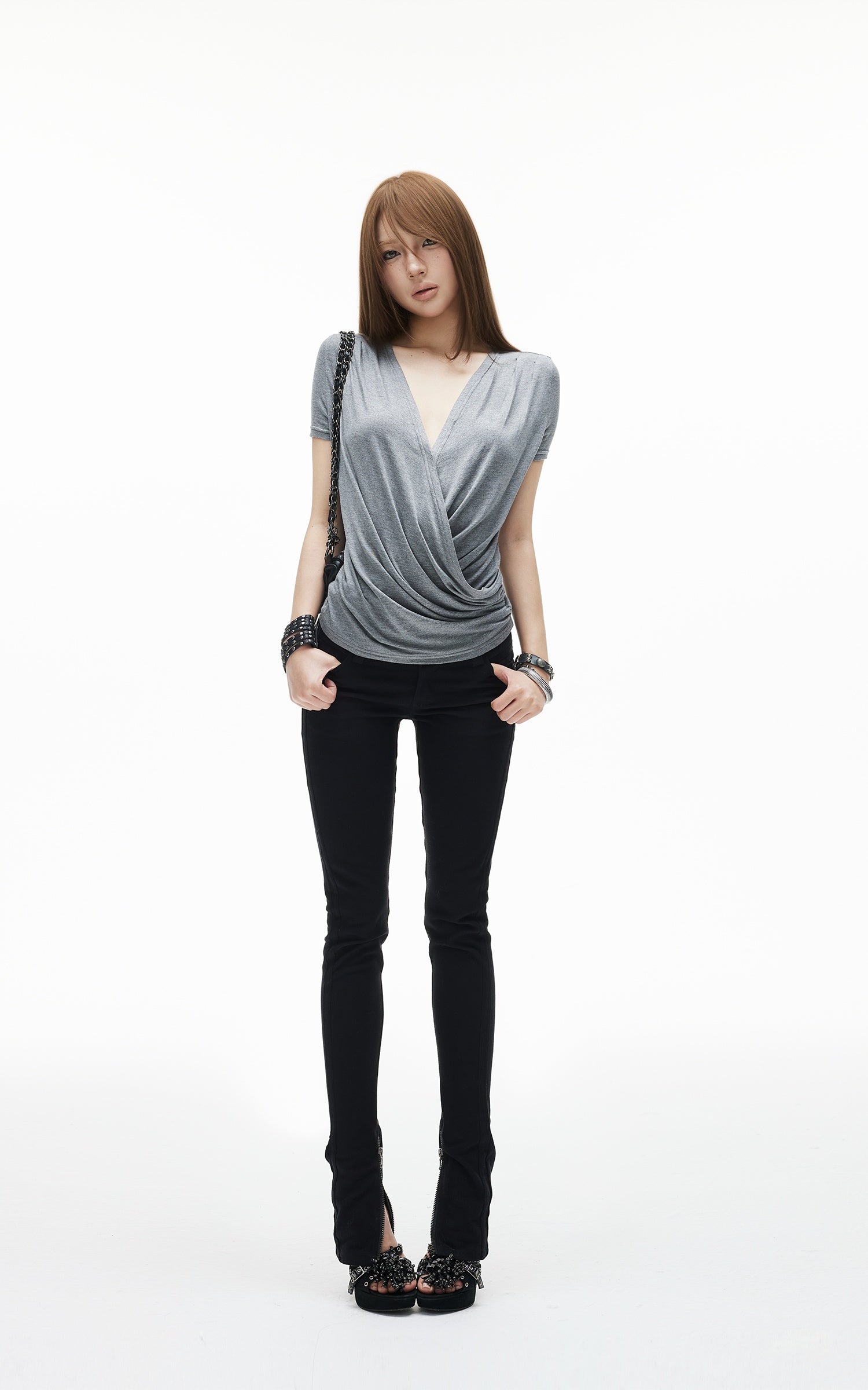 IAMXIAA Low Rise Slim Fit Zip Hem Pants