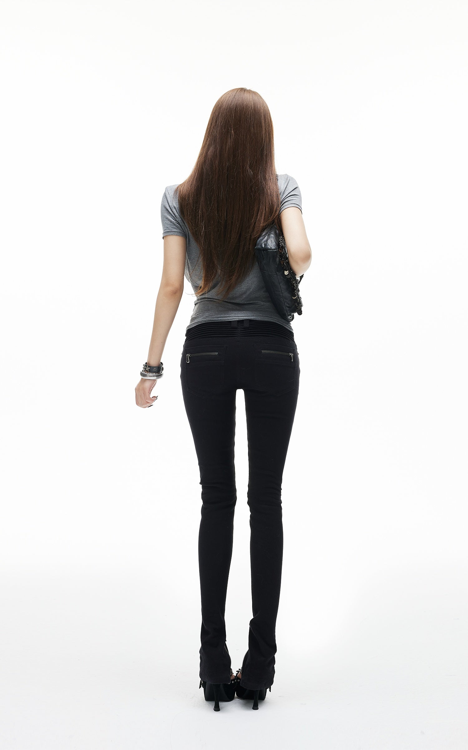 IAMXIAA Low Rise Slim Fit Zip Hem Pants