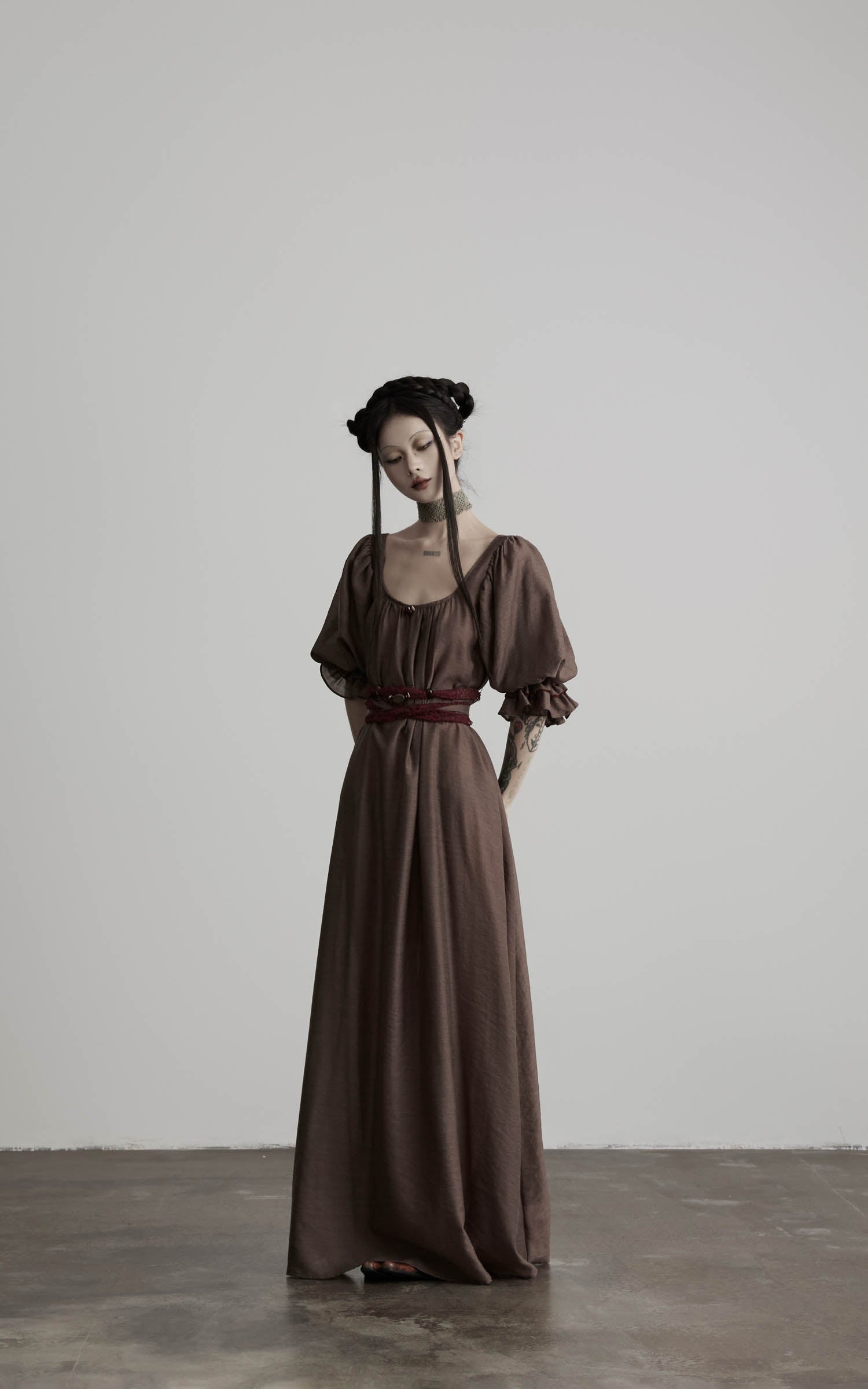 DOINDULGE Square Neck Puff Sleeve Maxi Dress