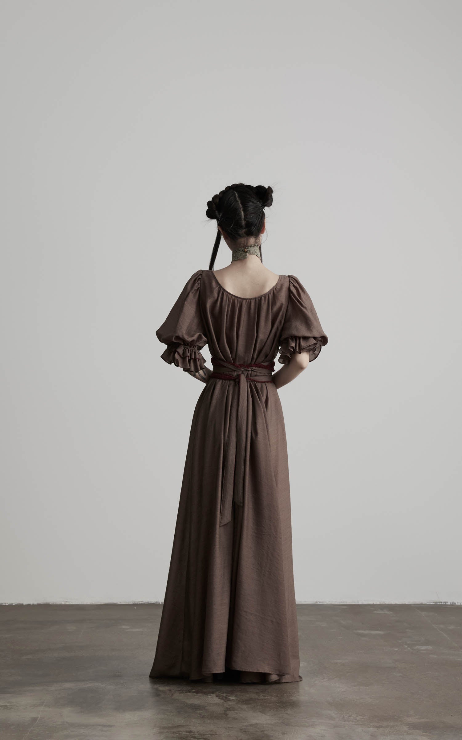 DOINDULGE Square Neck Puff Sleeve Maxi Dress