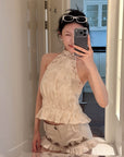 Hydrae Embroidered Low-Rise Ruffle Mini Shorts
