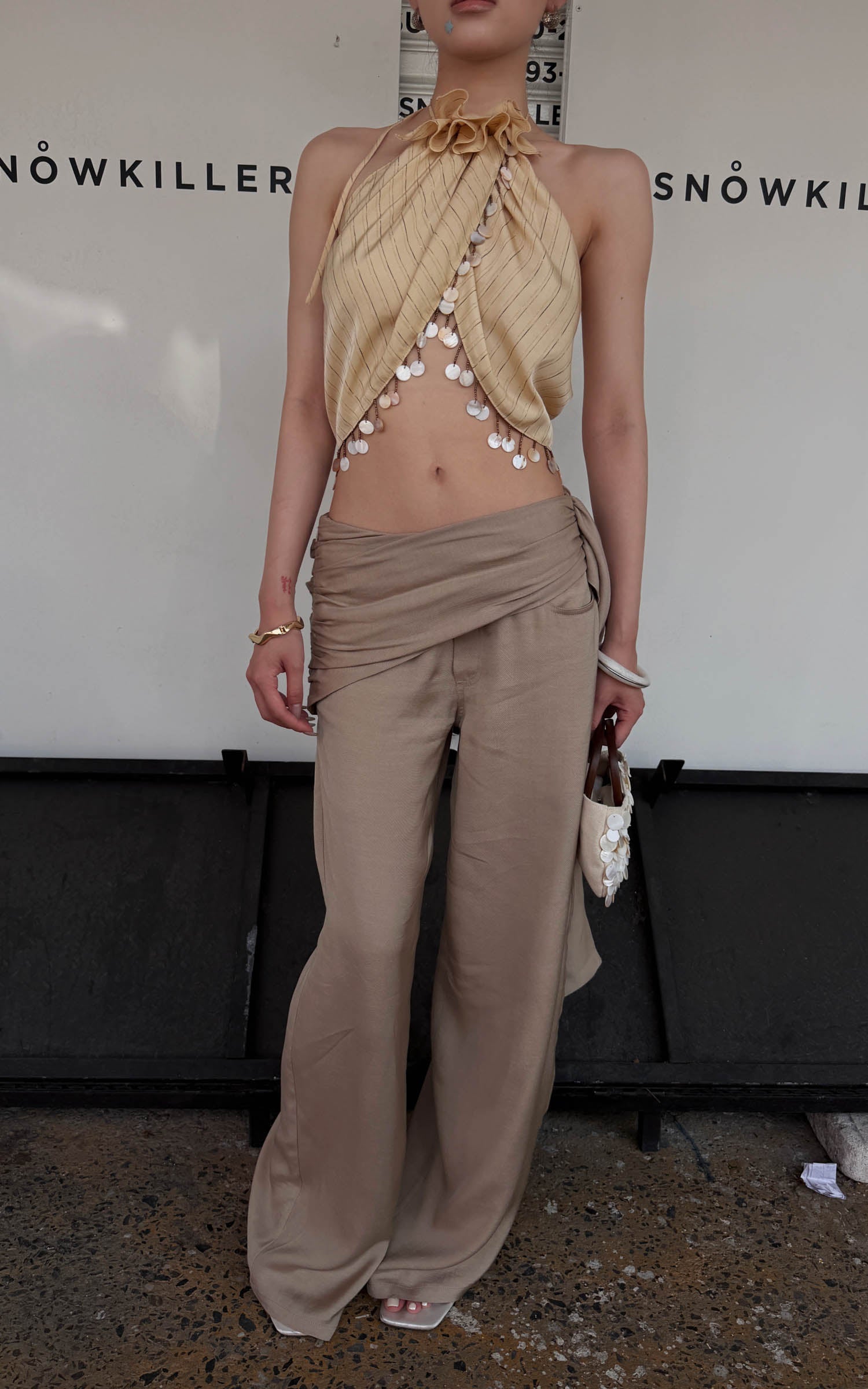 Hydrae Pantalon large drapé à nouer