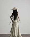DOINDULGE Strapless Smocked Ruffle Maxi Dress